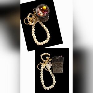 Elegant Mini Drink Cup Bag Charm w/ Pearls